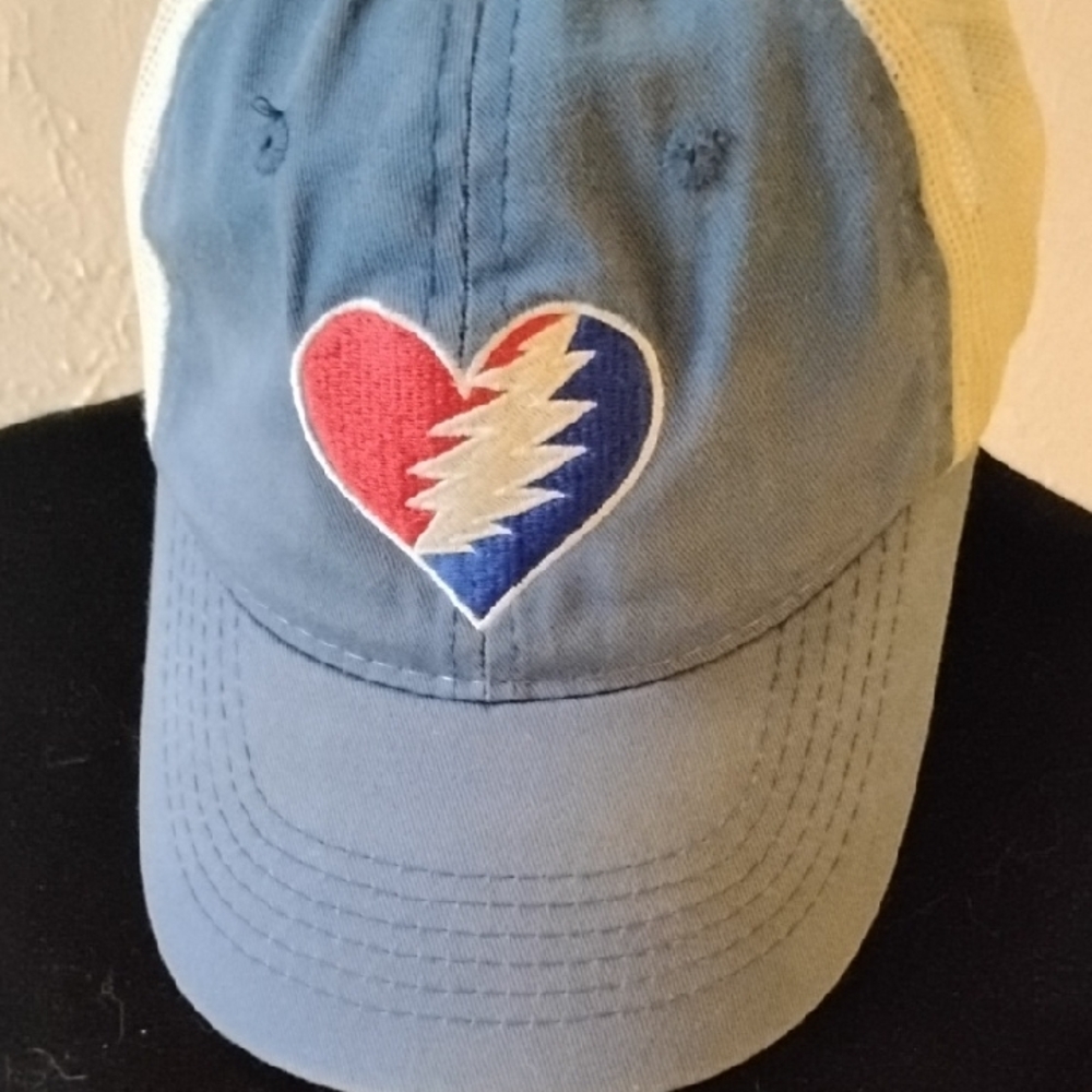 Blue and White Heart Embroidered Cap